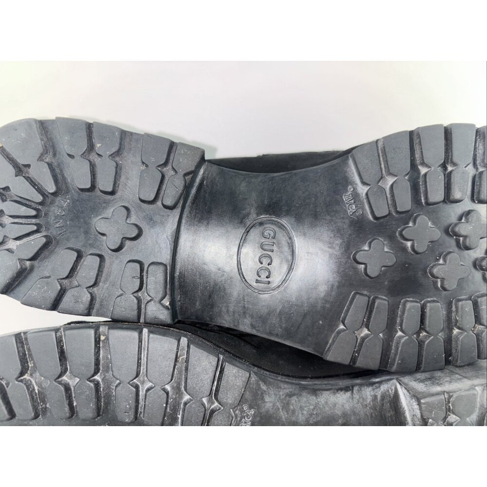 Gucci Men horsebit Loafers slipon US8 1/2D Black suede lug sole solid Gorgeous - Picture 10 of 16